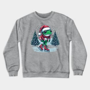 Frog Ice Skating Christmas Crewneck Sweatshirt